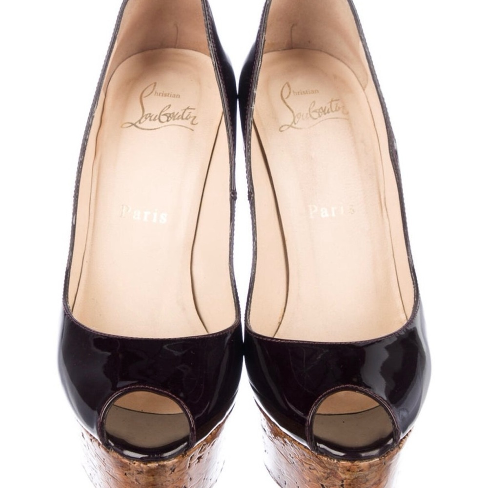 Christian Louboutin Black Patent Peep Toe Platforms